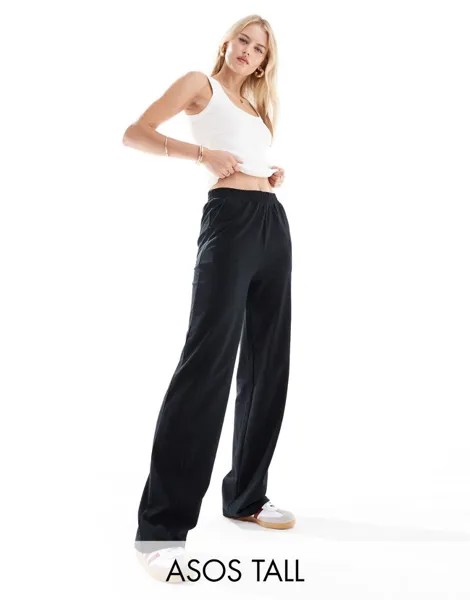 Черные прямые спортивные штаны ASOS DESIGN Tall — часть комплекта