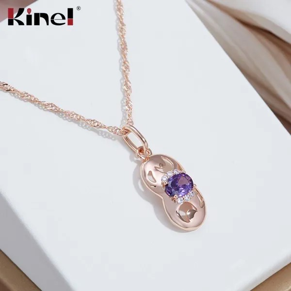 Фиолетовый циркон тыква Кулон Ожерелье для женщин Кинель Ювелирные изделия Набор Ожерелье
