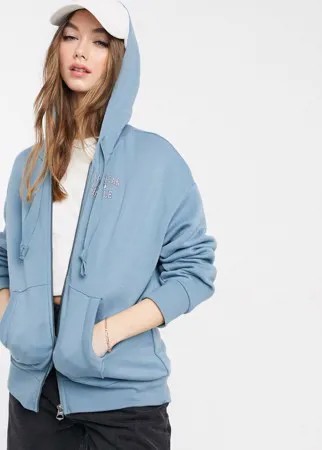Мутно-синий худи на молнии American Eagle-Голубой
