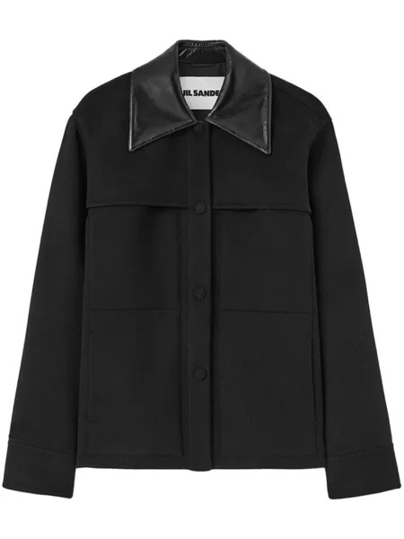 Jil Sander куртка-рубашка со срезанным воротником, черный