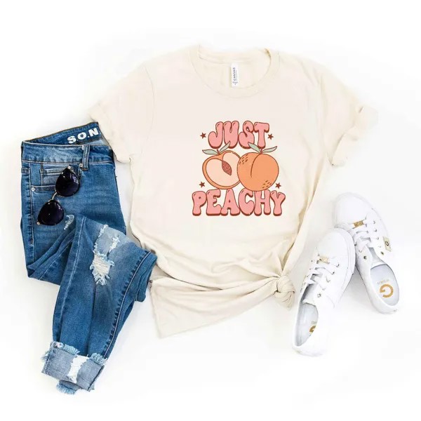 Яркая персиковая футболка с короткими рукавами Just Peachy Simply Sage Market