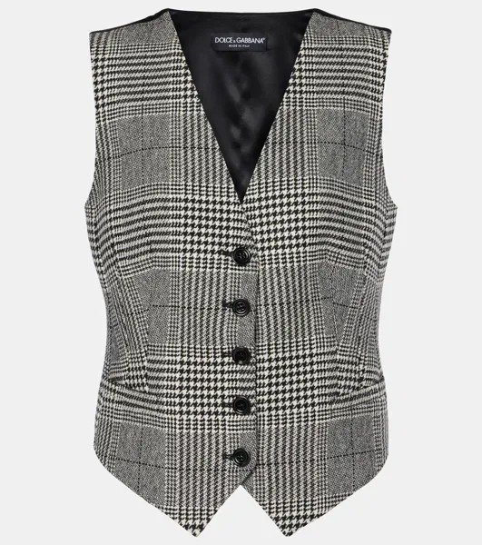 Жилет из шерстяной ткани в клетку «Принц Уэльский» Dolce&Gabbana, цвет quadri-check-tartan