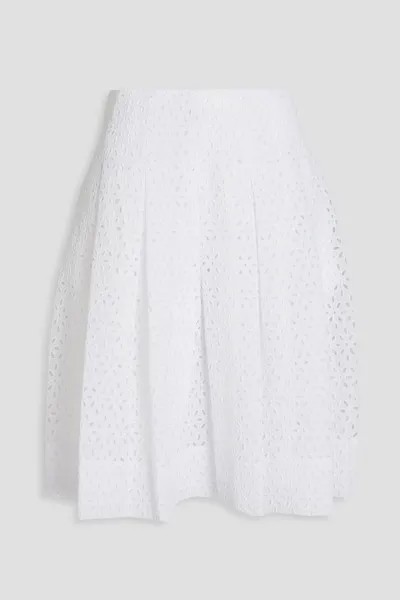 Плиссированная юбка из английской вышивки с добавлением хлопка OSCAR DE LA RENTA, белый