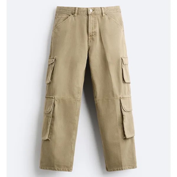 Джинсы Zara Utility With Pockets, песочный