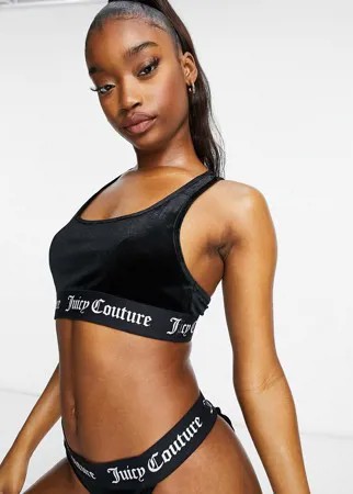 Черный бархатный бралетт со спиной-борцовкой Juicy Couture (от комплекта)-Черный цвет