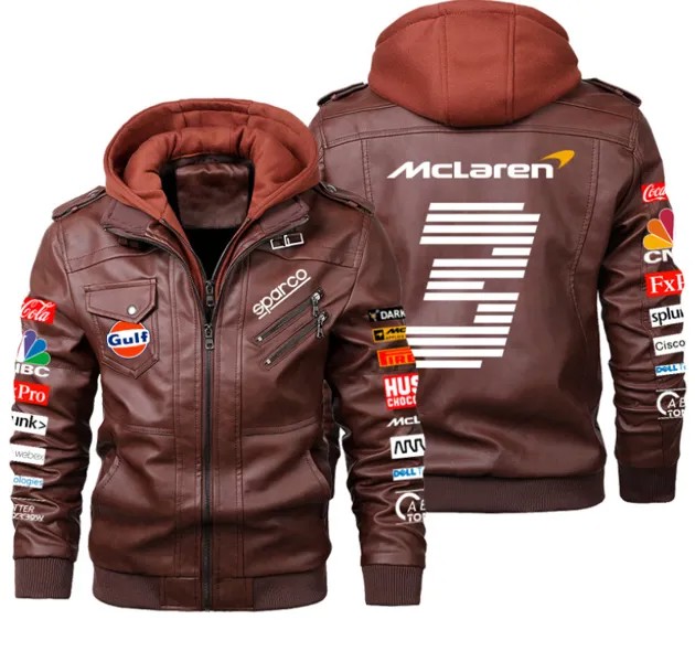 Новинка, мужская кожаная куртка-бомбер Mclaren с логотипом автомобиля, осенняя Повседневная мотоциклетная куртка из искусственной кожи, байкерские кожаные пальто, брендовая одежда, европейский размер