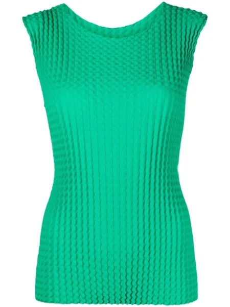 Issey Miyake плиссированный топ без рукавов, зеленый