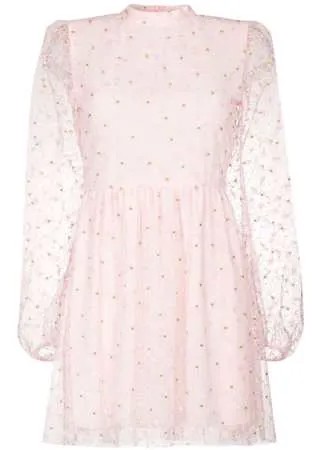 Giambattista Valli платье мини с длинными рукавами и цветочной вышивкой