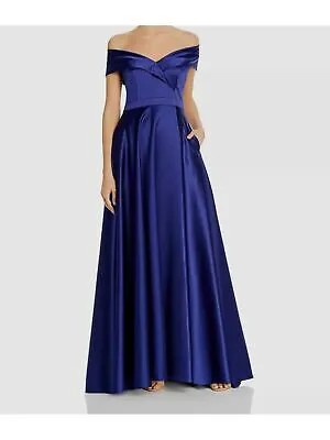 AQUA Женское синее длинное вечернее платье с коротким рукавом + расклешенное платье синего цвета 0