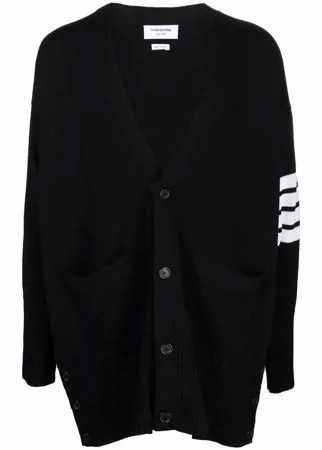 Thom Browne длинный кардиган с полосками 4-Bar