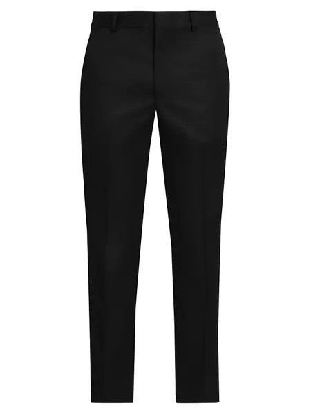 Шерстяные брюки узкого кроя OW с молнией и манжетами Off-White, черный