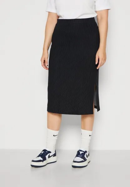 Юбка Vero Moda Curve VMCMONI CALF SKIRT, цвет black/snow white