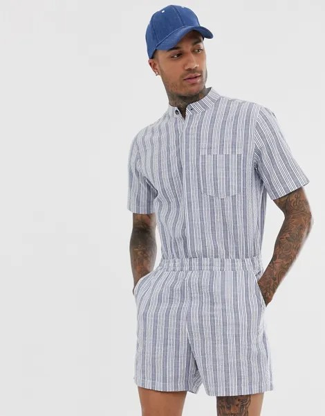 Короткий комбинезон в полоску ASOS DESIGN-Синий