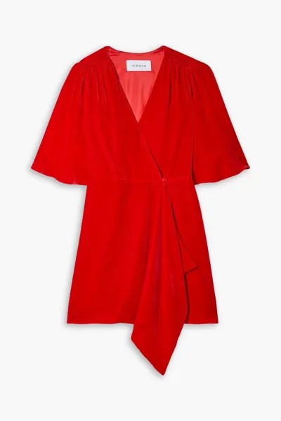 Драпированное бархатное платье мини с запахом LES RÊVERIES, красный
