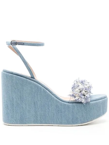 Босоножки Elsa 80 на танкетке Casadei, синий
