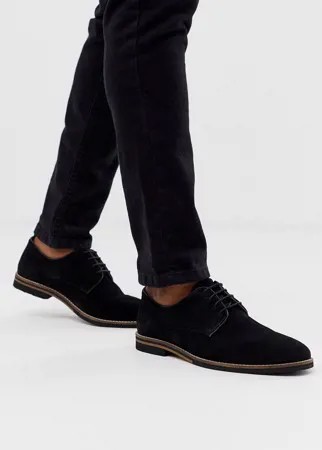 Черные замшевые туфли на шнуровке с контрастной подошвой ASOS DESIGN-Черный цвет