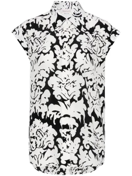 Alexander McQueen рубашка без рукавов с цветочным узором, черный