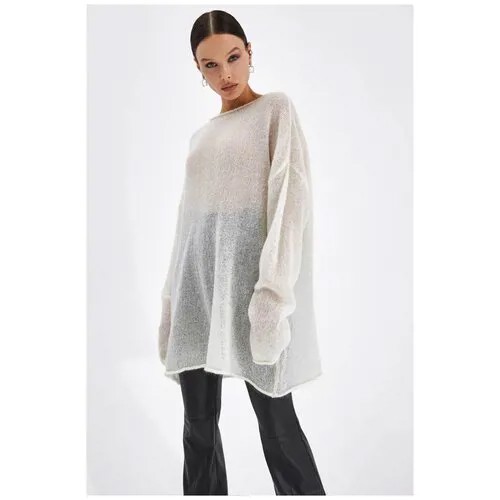 Свитер TOPTOP STUDIO паутинка оверсайз, Белый, One size