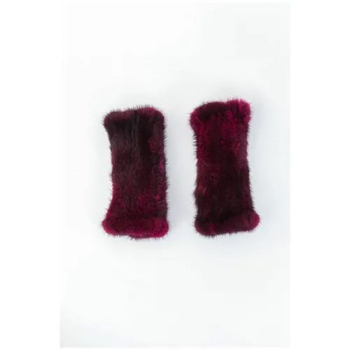Митенки женские меховые красные Carolon / Стильные женские митенки перчатки