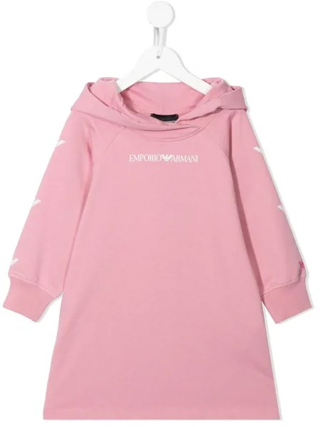 Emporio Armani Kids платье-джемпер с капюшоном и логотипом