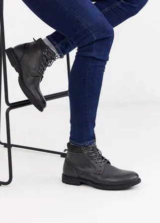 Серые ботинки в стиле милитари Topman-Серый