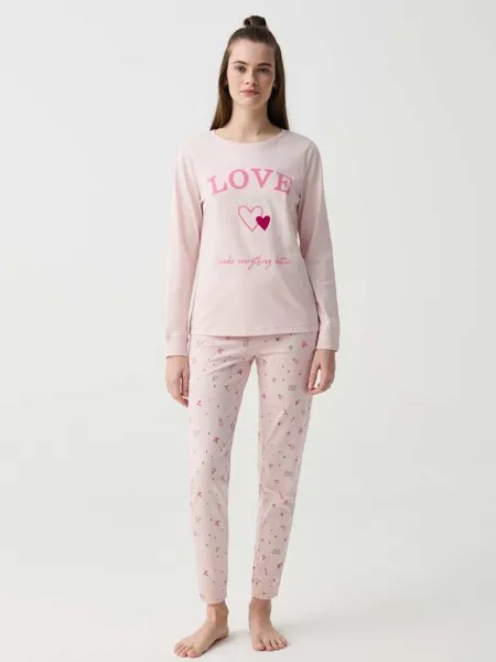Пижама из органического хлопка с любовным принтом Ovs, цвет light pink