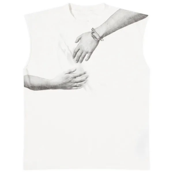 Футболка Mm6 Maison Margiela Hand Print Sleeveless T-Shirt, цвет Off White