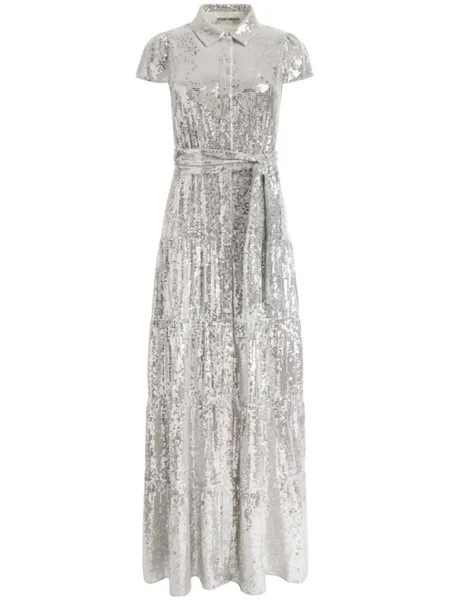 Платье-рубашка Miranda с пайетками alice + olivia, серебристый