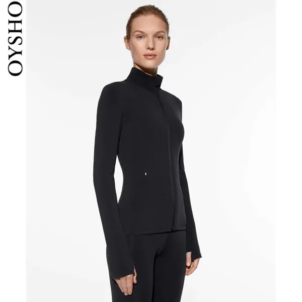 Куртка короткая Oysho с молнией, черный