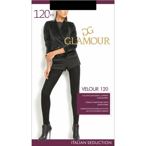 Колготки Glamour Велюр, 120 den, размер 2, черный