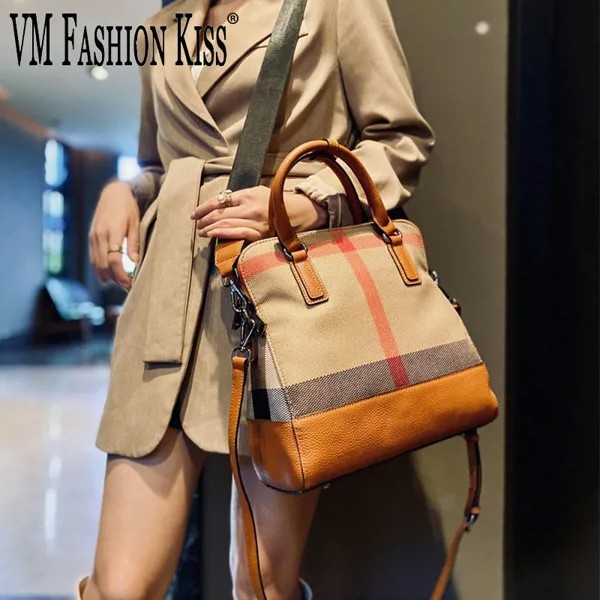 VM FASHION KISS 2022 Классическая Ретро Брезентовая большая клетчатая сумка-убийца, Дамский портфель на плечо, верхняя сумка, кожаные сумки, женские роскошные
