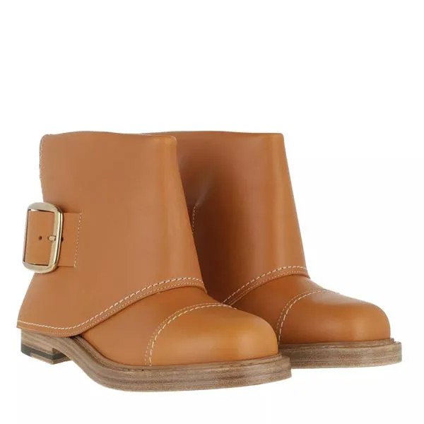 Ботинки buckled ankle boots leather tan/ Alexander Mcqueen, коричневый