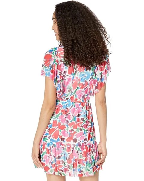 Платье Donna Morgan Mini Dress w/ Flutter Sleeve, цвет Soft White/Hot Pink