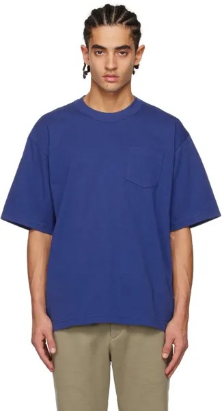 Синяя футболка с карманом sacai