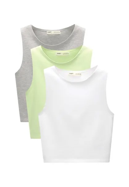 Топ TRIPACK PULL&BEAR, неоновый зеленый