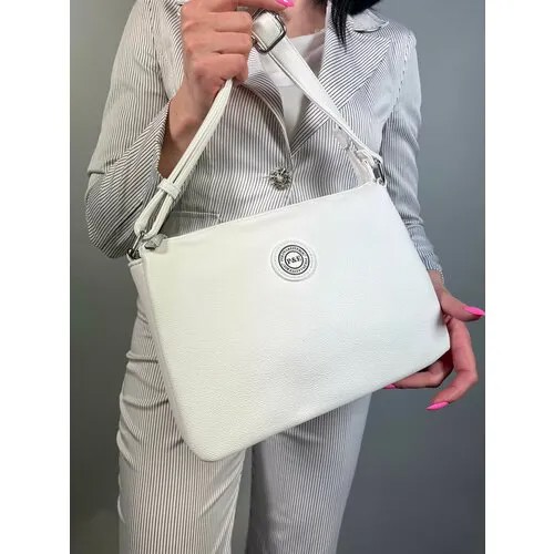Сумка кросс-боди Polina & Eiterou P 1366Y L802-31 White, фактура зернистая, белый