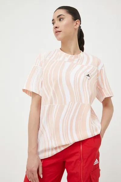 Хлопковая футболка adidas by Stella McCartney, оранжевый