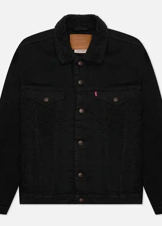 Мужская джинсовая куртка Levi's Type III Sherpa Trucker, цвет чёрный, размер S
