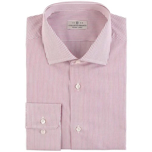 Мужская рубашка Colletto Bianco 000115-SF, размер 43 176-182, красная полоска на белом
