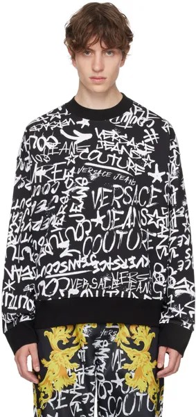 Черно-белый свитшот с граффити Versace Jeans Couture