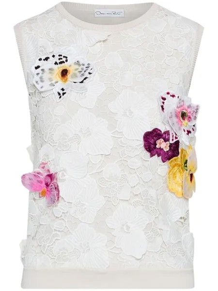 Топ Orchid с узором Oscar de la Renta, белый