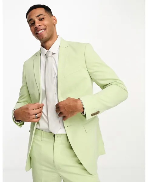 Пиджак приталенного кроя Jack & Jones Premium мятного цвета
