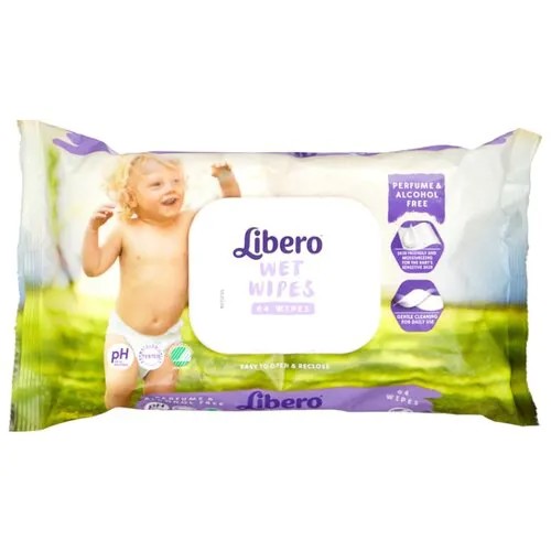 Влажные салфетки Libero Wet Wipes с маслом канолы 64 шт.