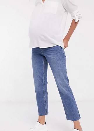 Расклешенные укороченные джинсы из эластичного средне-выбеленного материала, с завышенной талией, в непринужденном винтажном стиле, со вставкой для живота ASOS DESIGN Maternity-Голубой