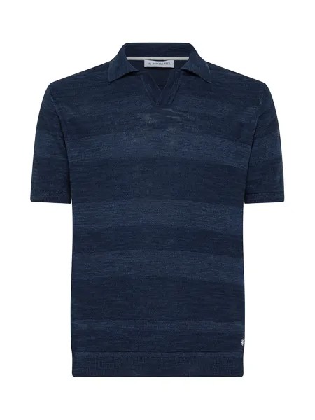 Трикотажная рубашка-поло из смесового хлопка Manuel Ritz, синий