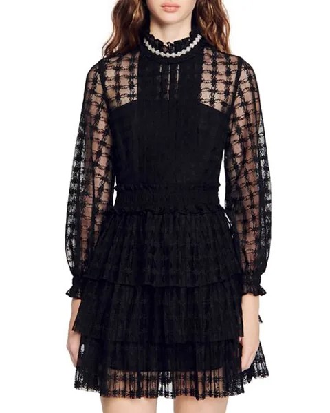 Кружевное платье Louna Sandro, цвет Black