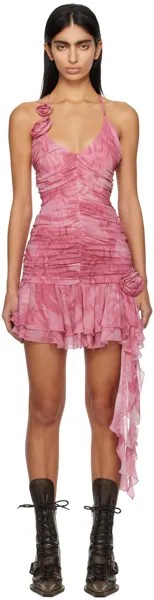 Розовое мини-платье со складками Blumarine