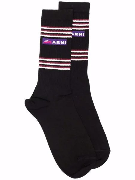 Marni носки в рубчик с логотипом