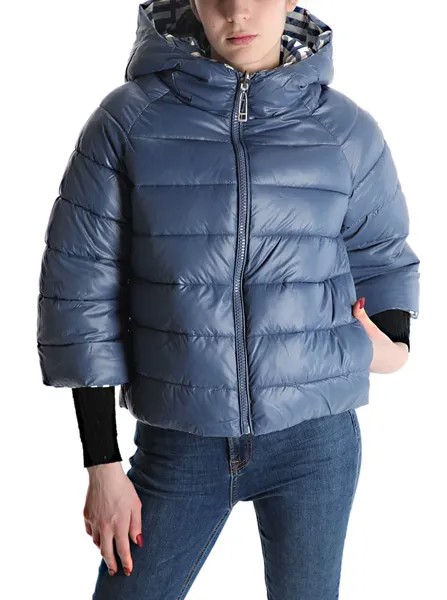 Двусторонняя куртка-пуховик с геометрическим узором и карманами на молнии, цвет Steel blue