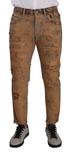 Джинсы DOLCE - GABBANA Коричневые хлопковые рваные джинсы стандартного размера IT48/W34/M Рекомендуемая розничная цена 1600 долларов США